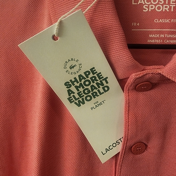 Lacoste Sport Pink Golf Polo Shirt Rubber Crocodile Mens Sz Medium - Picture 4 of 15